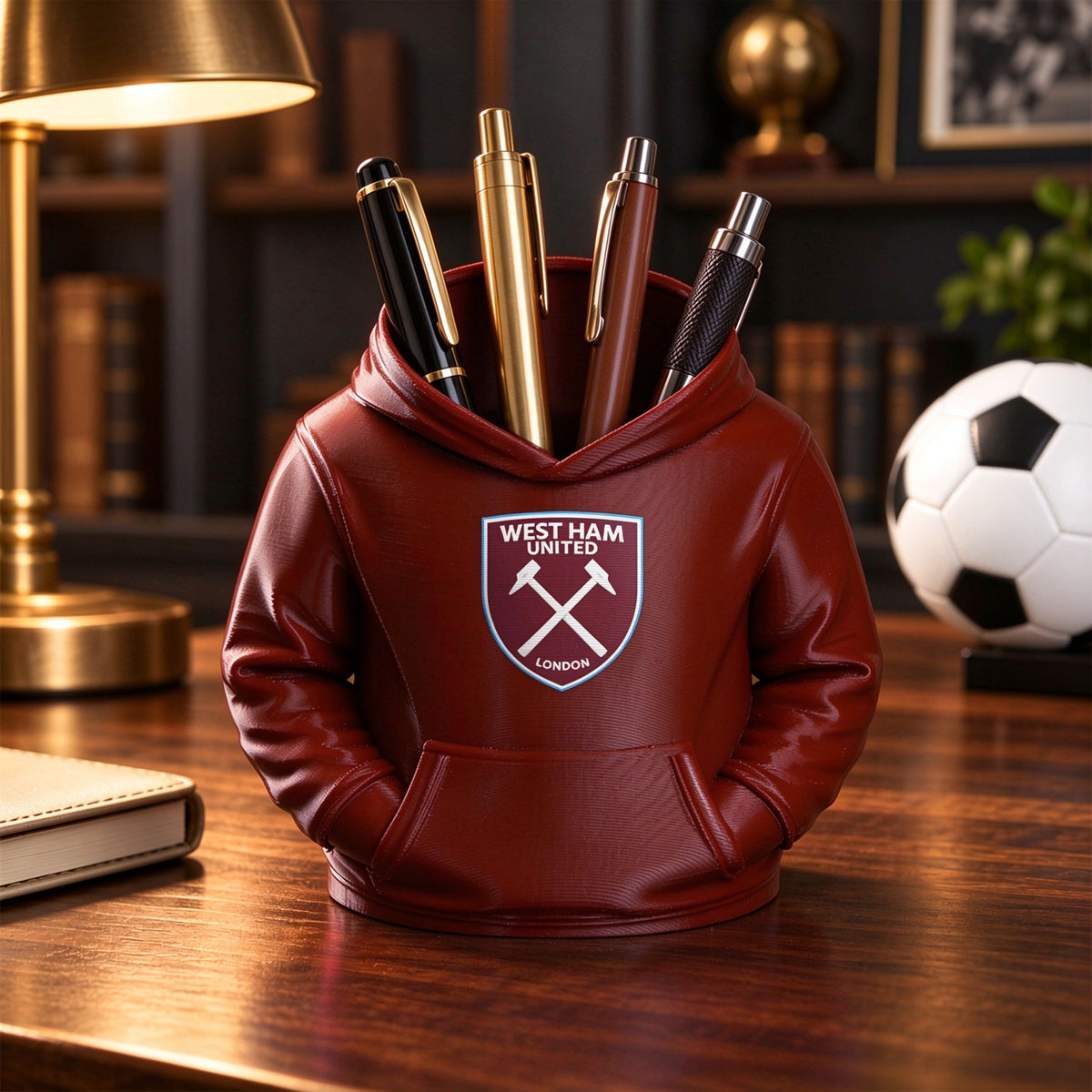 3D Football Hoodie Pen Holder – Soccer Fan Desk Organizer, Custom Color Desk Accessory & Unique Gift for Football Lovers