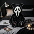 Black Bear Ghost Face Plush – Cute Spooky Halloween Stuffed Bear Toy, Gothic Horror Gift for Halloween Lovers