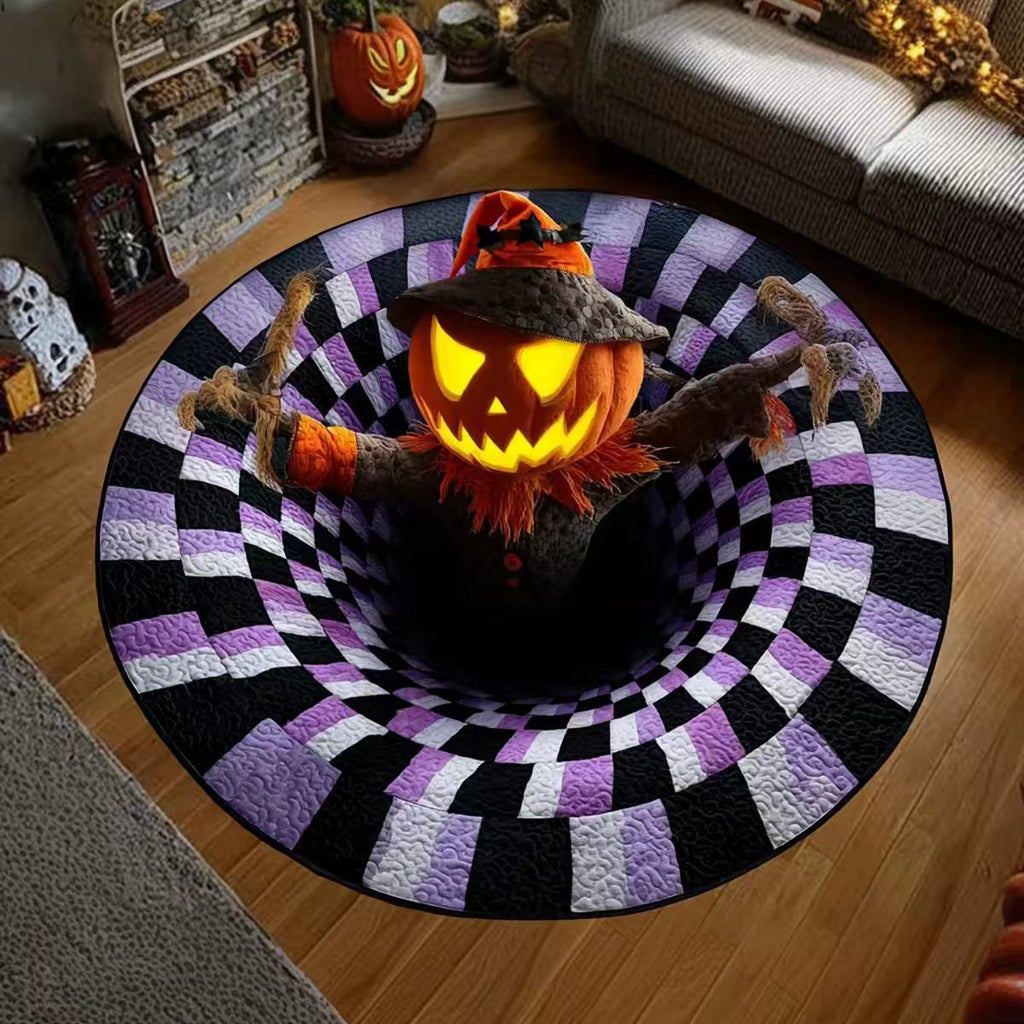 3D Optical Illusion Halloween Rug, Bottomless Hole Spooky Non-Slip Area Rug for Halloween Party & Home Decor