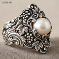 Grape Vine Pearl Ring – 10g Genuine 925 Sterling Silver Nature Inspired Pearl Statement Ring for Women & Men, US Size 6-12