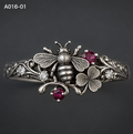 Bee & Clover Ring 10g Genuine Silver Lucky Charm Statement Ring for Men & Women
