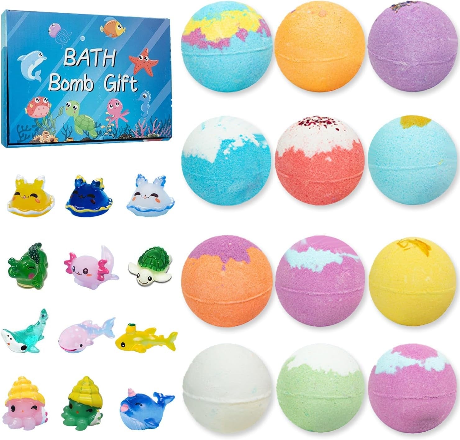 Sea Surprise Bath Bombs for Kids Fizzy Bubble Bath Bombs Surprise Ocean Animal Toys Inside Gift for Kid