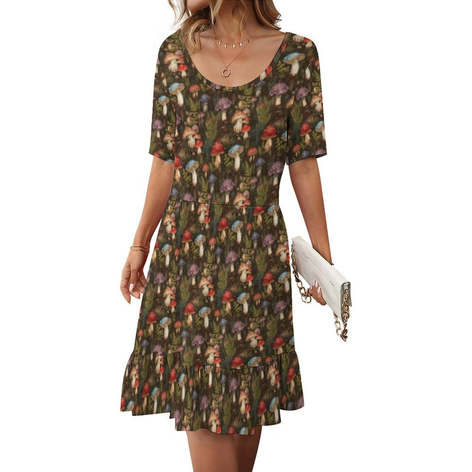 Custom Women's Short Sleeve Scoop Neck Midi Dress