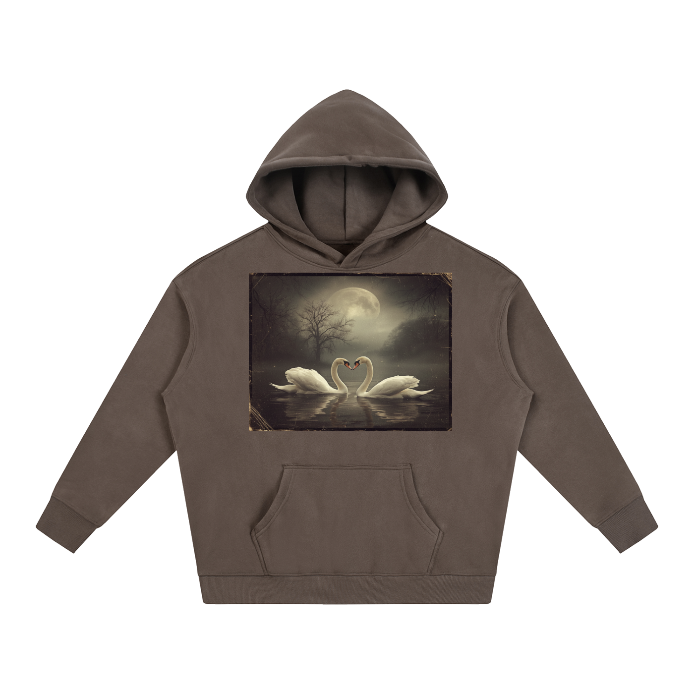 Swan Love Lake Oversize Fleeced Hoodie