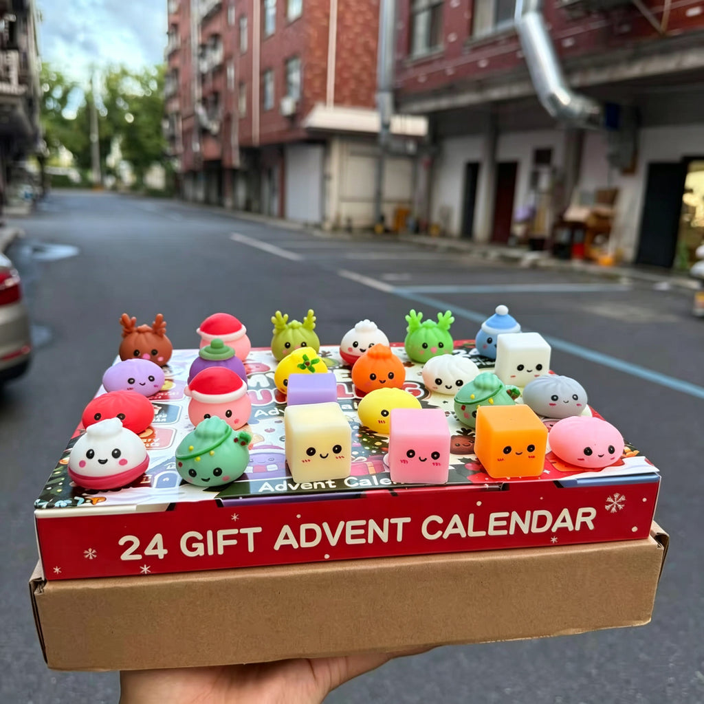 2026 Christmas Squishy Advent Calendar, 24-Day Dumpling Fidget Toy Countdown for Kids, Cute Collectible Stocking Stuffers