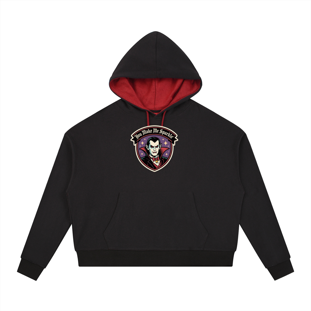 Vampire Sparkle Halloween Contrast Drawstring Hoodie