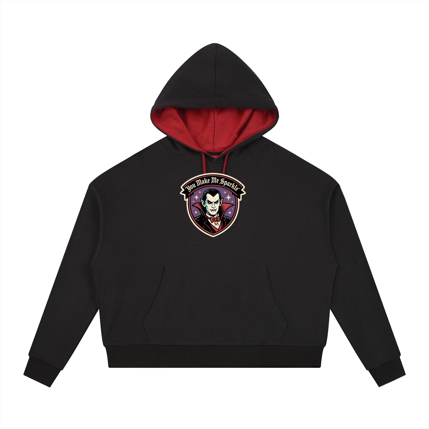 Vampire Sparkle Halloween Contrast Drawstring Hoodie