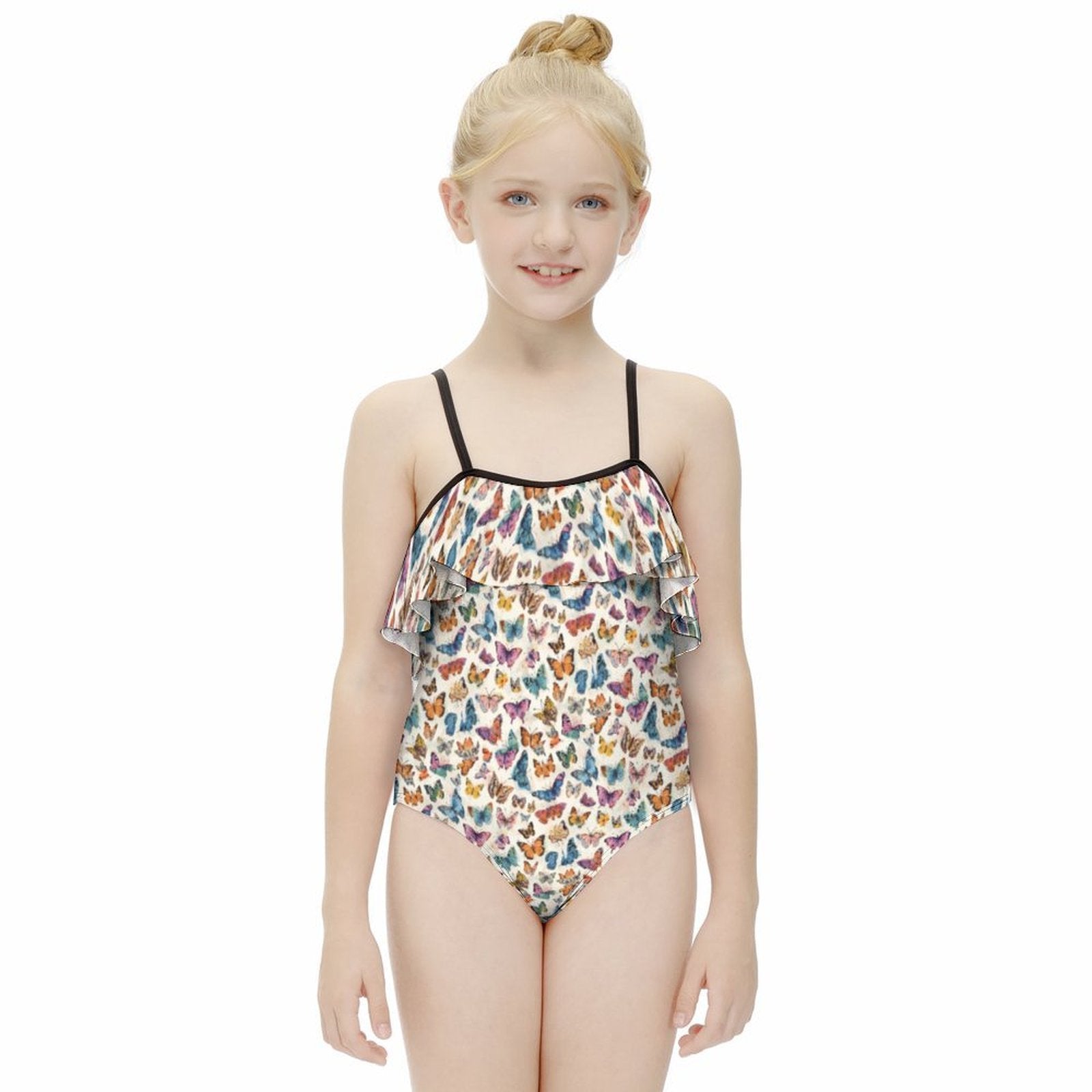 Custom Girl's Ruffle One Piece Adjustable Strap Swimsuit