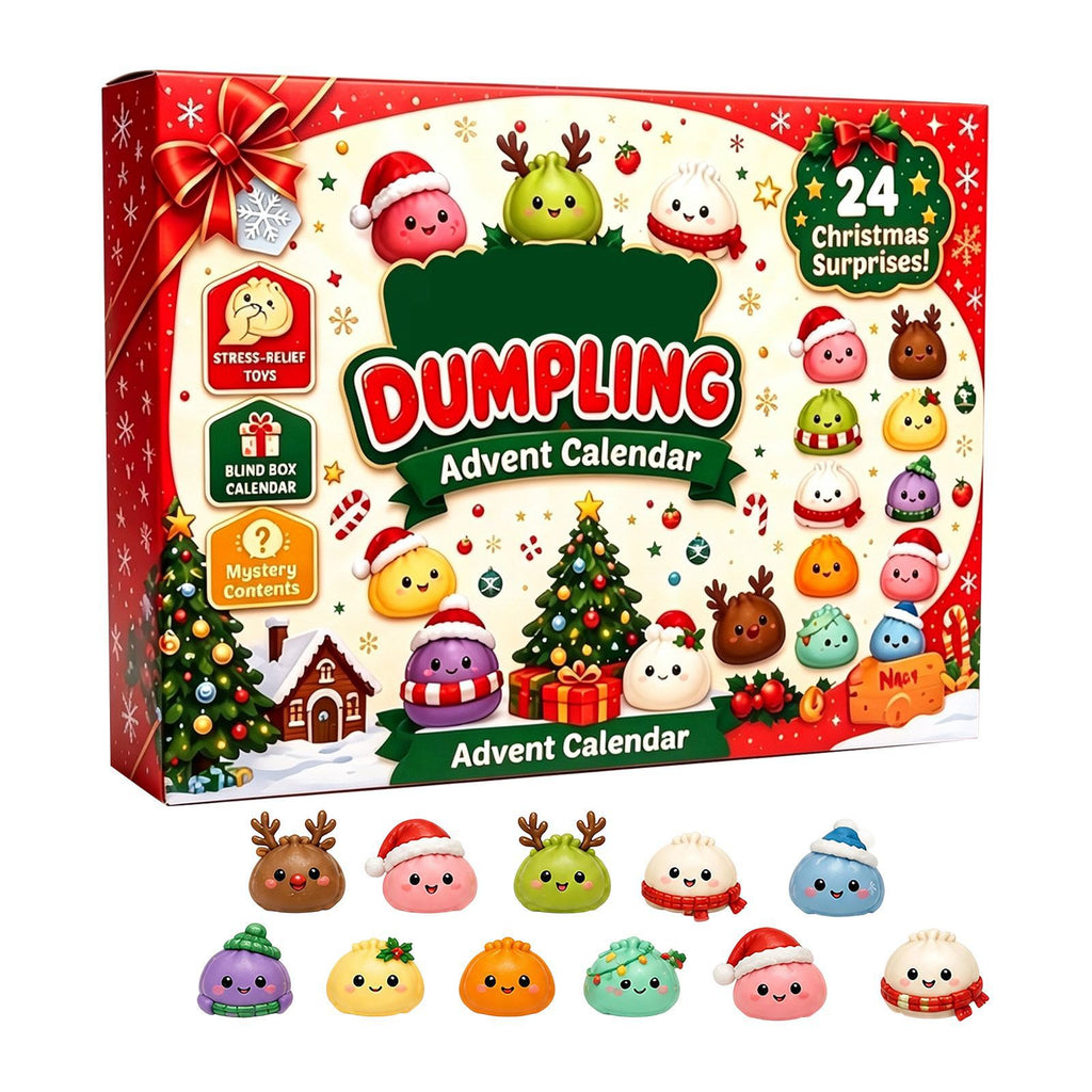 2026 Christmas Squishy Advent Calendar, 24-Day Dumpling Fidget Toy Countdown for Kids, Cute Collectible Stocking Stuffers