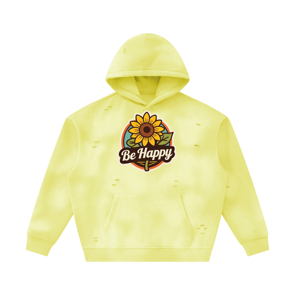 Unisex Sunfade Frayed Fleece Hoodie