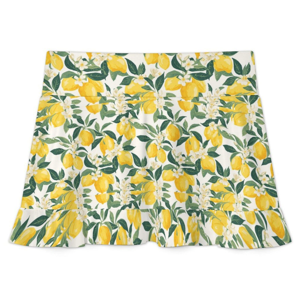 Custom Women's High Waist Tennis Skirt Pocketed Ruffle Hem Athletic Skort