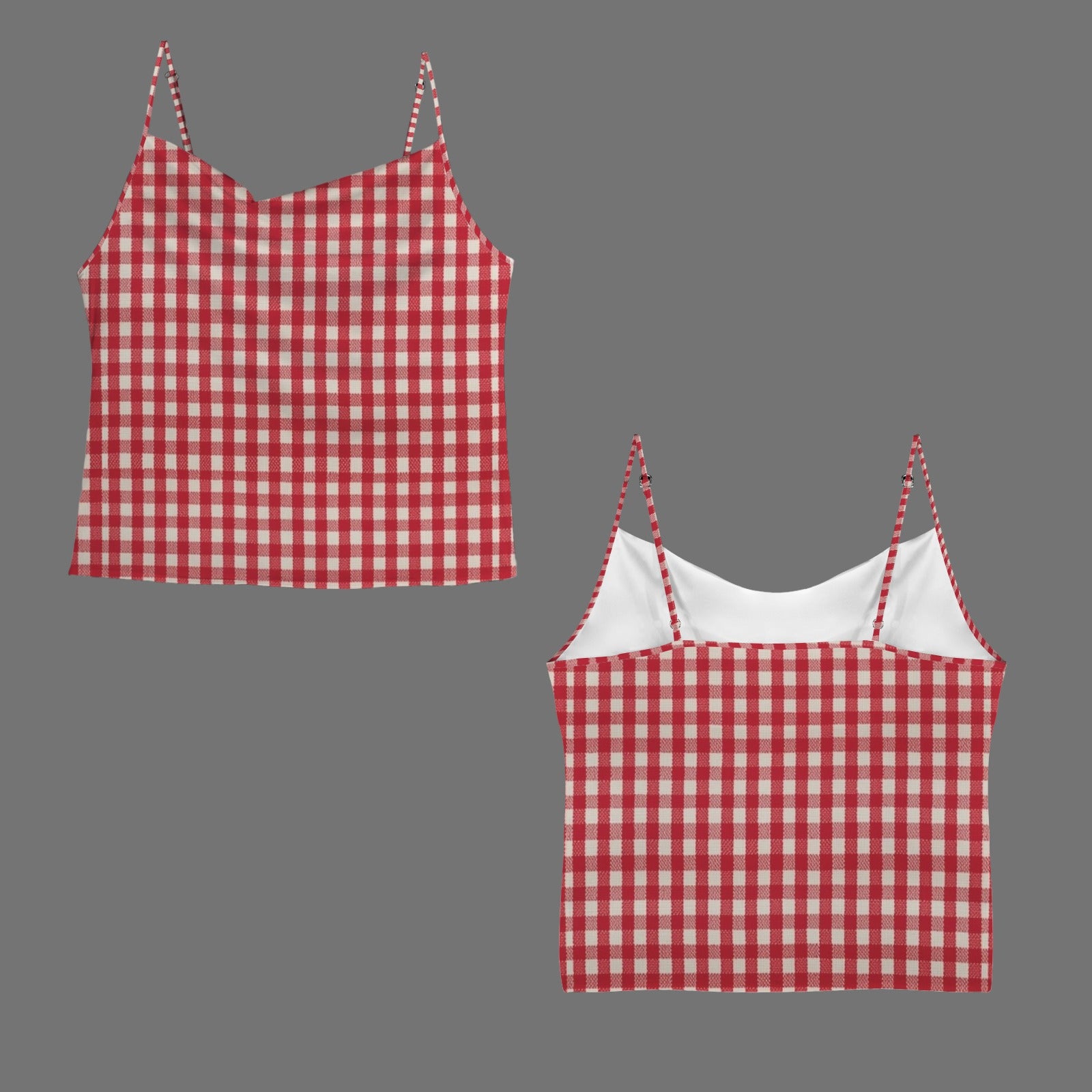 red checkered picnic blanket pattern satin