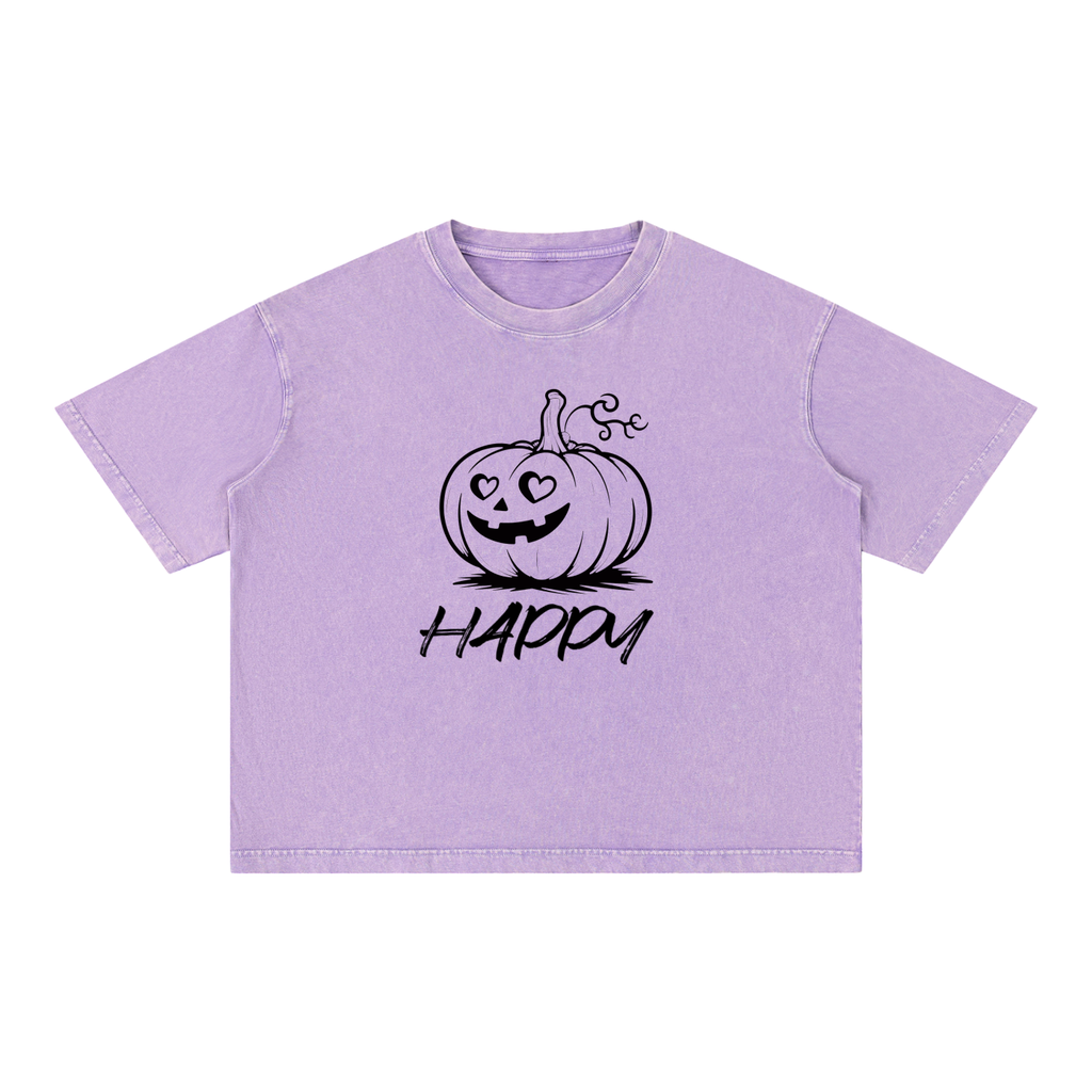 Happy Mineral Wash Boxy Cotton T-Shirt