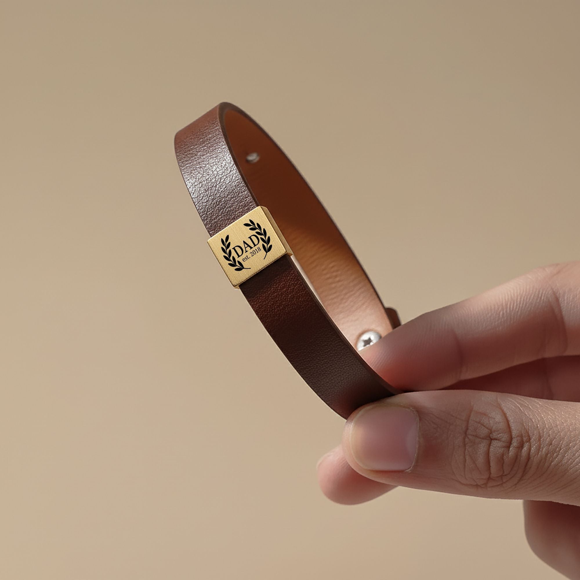 Premium Engraved Men's Leather Bracelet Customize