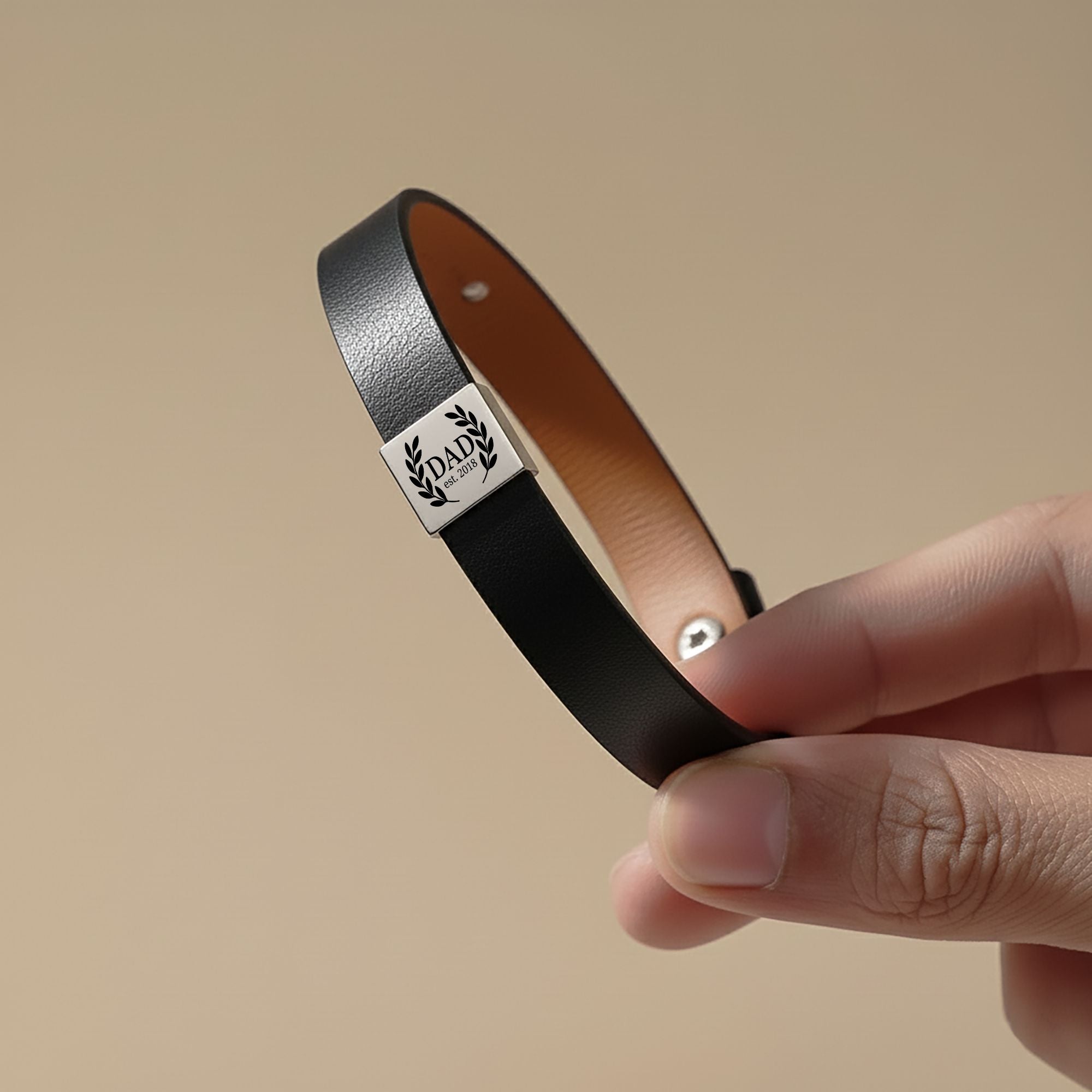 Premium Engraved Men's Leather Bracelet Customize