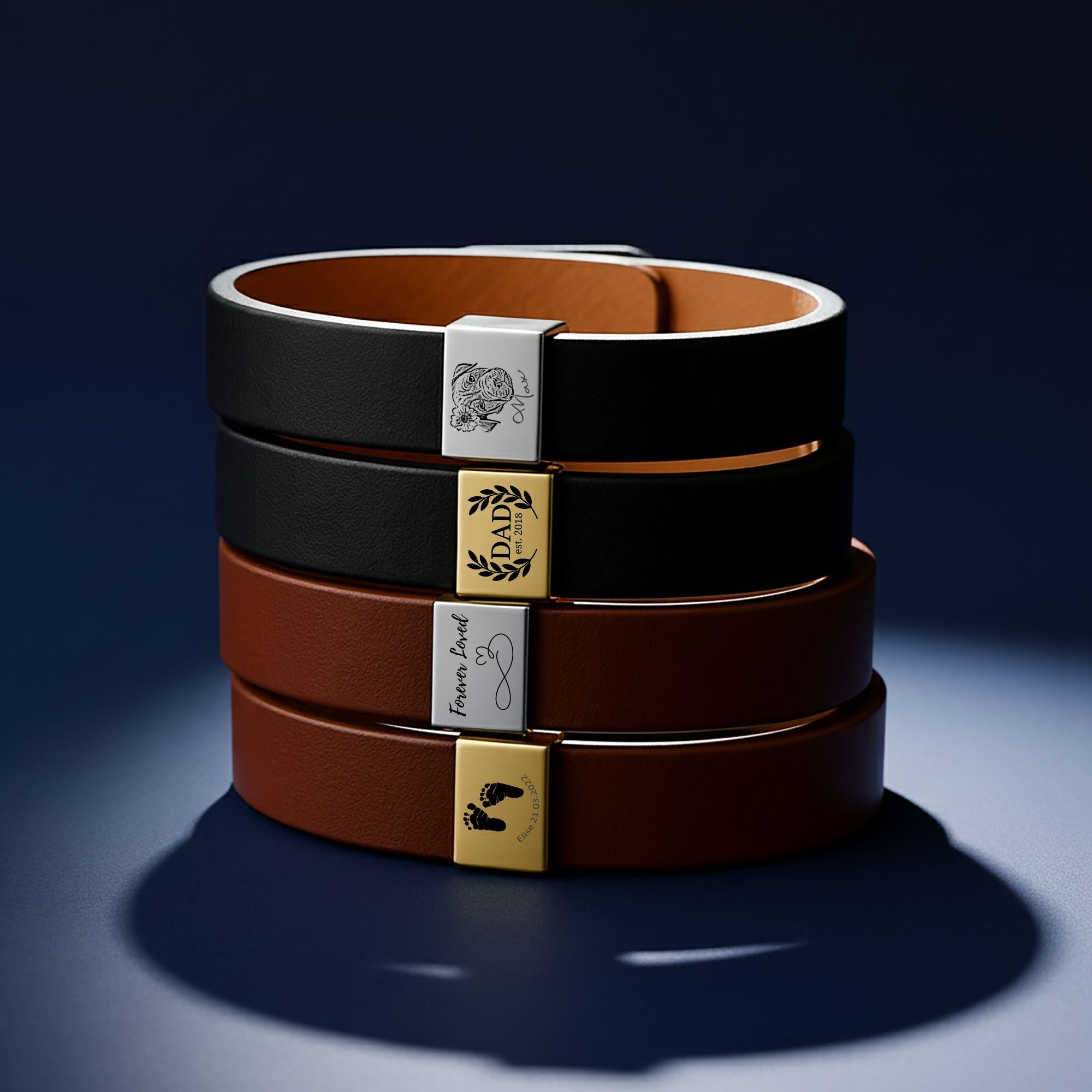 Premium Engraved Men's Leather Bracelet Customize