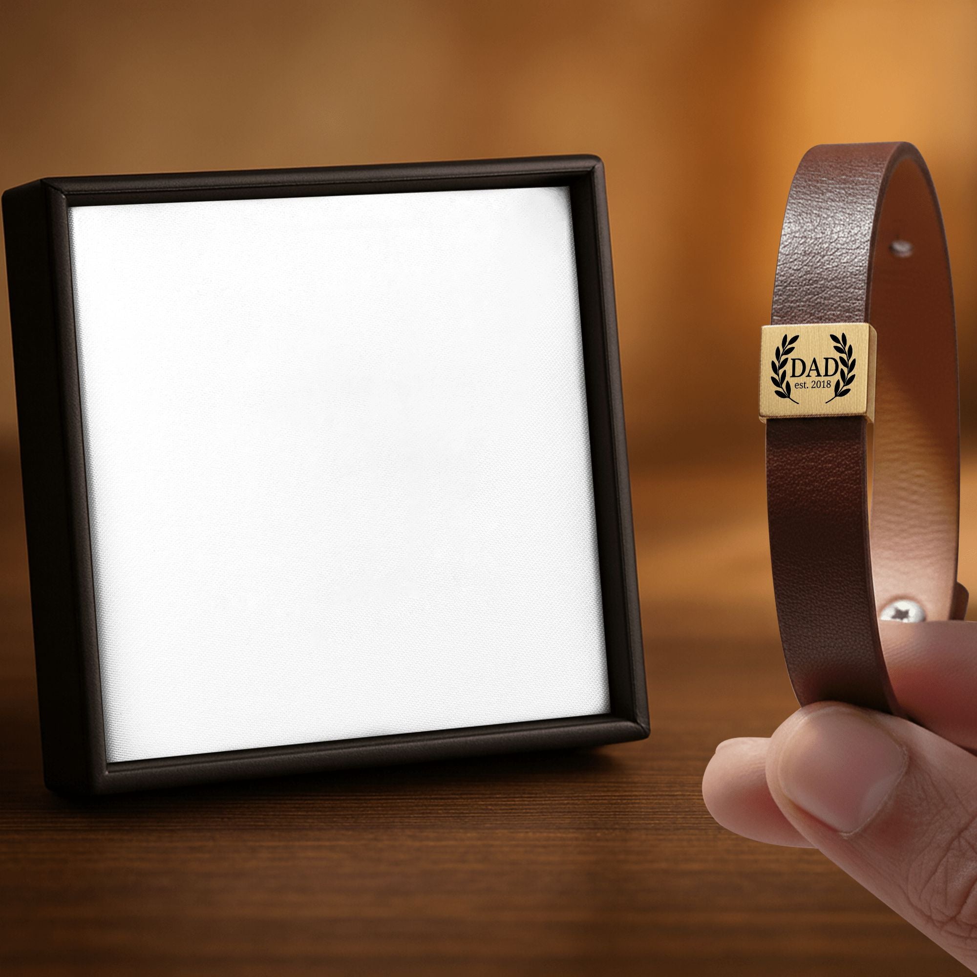 Premium Engraved Men's Leather Bracelet Customize
