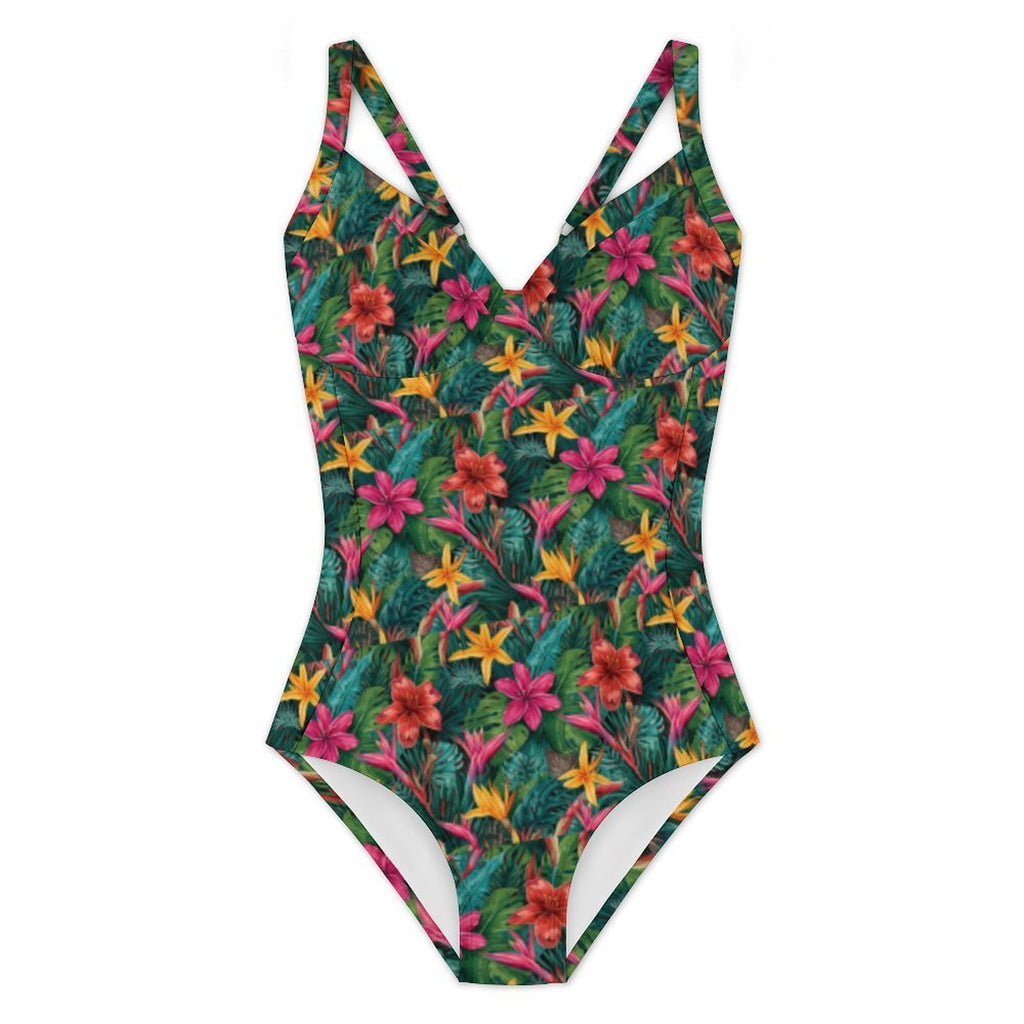 Customizable Full Print One-Piece Swimsuit Push-Up Adjustable Strap Swimwear