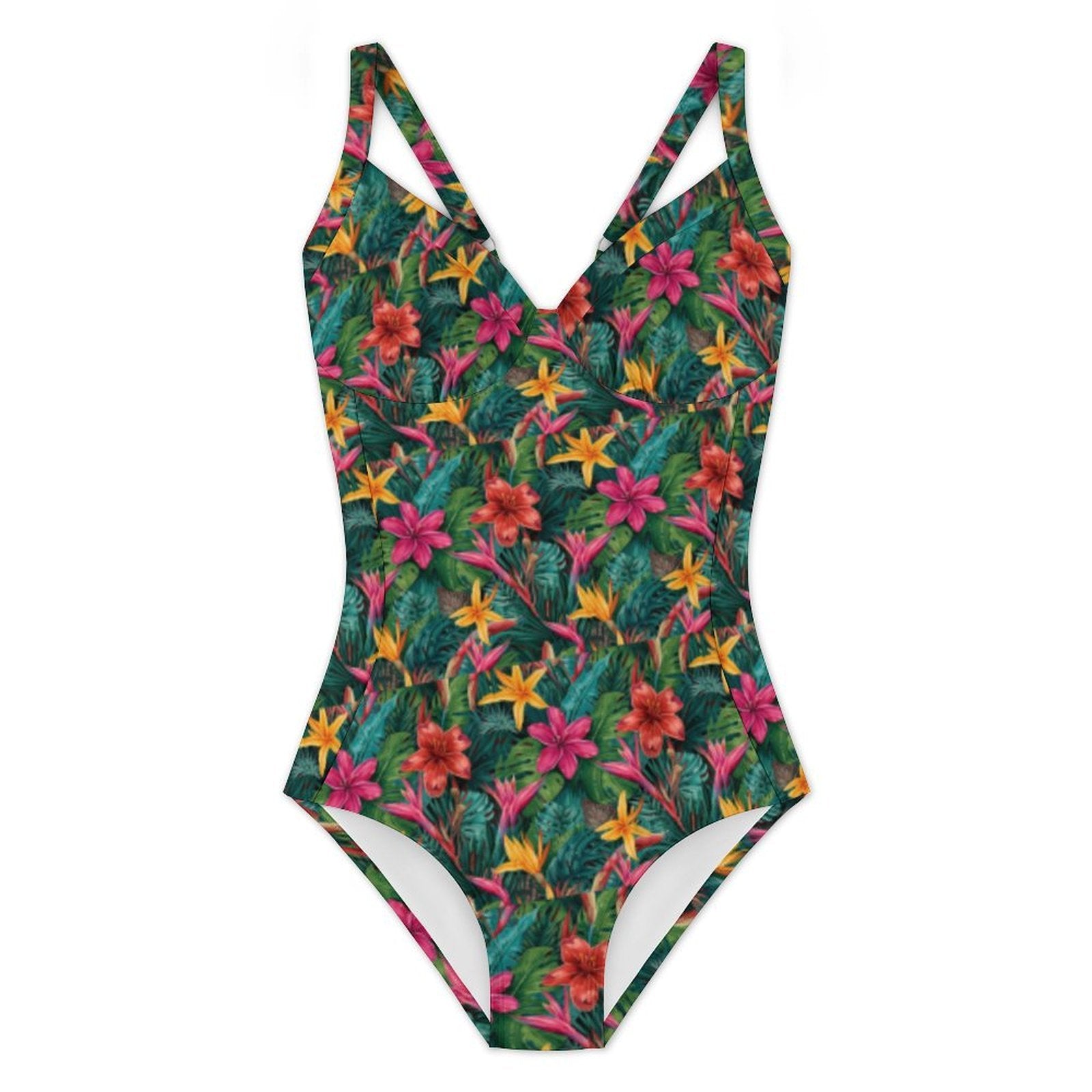 Customizable Full Print One-Piece Swimsuit Push-Up Adjustable Strap Swimwear