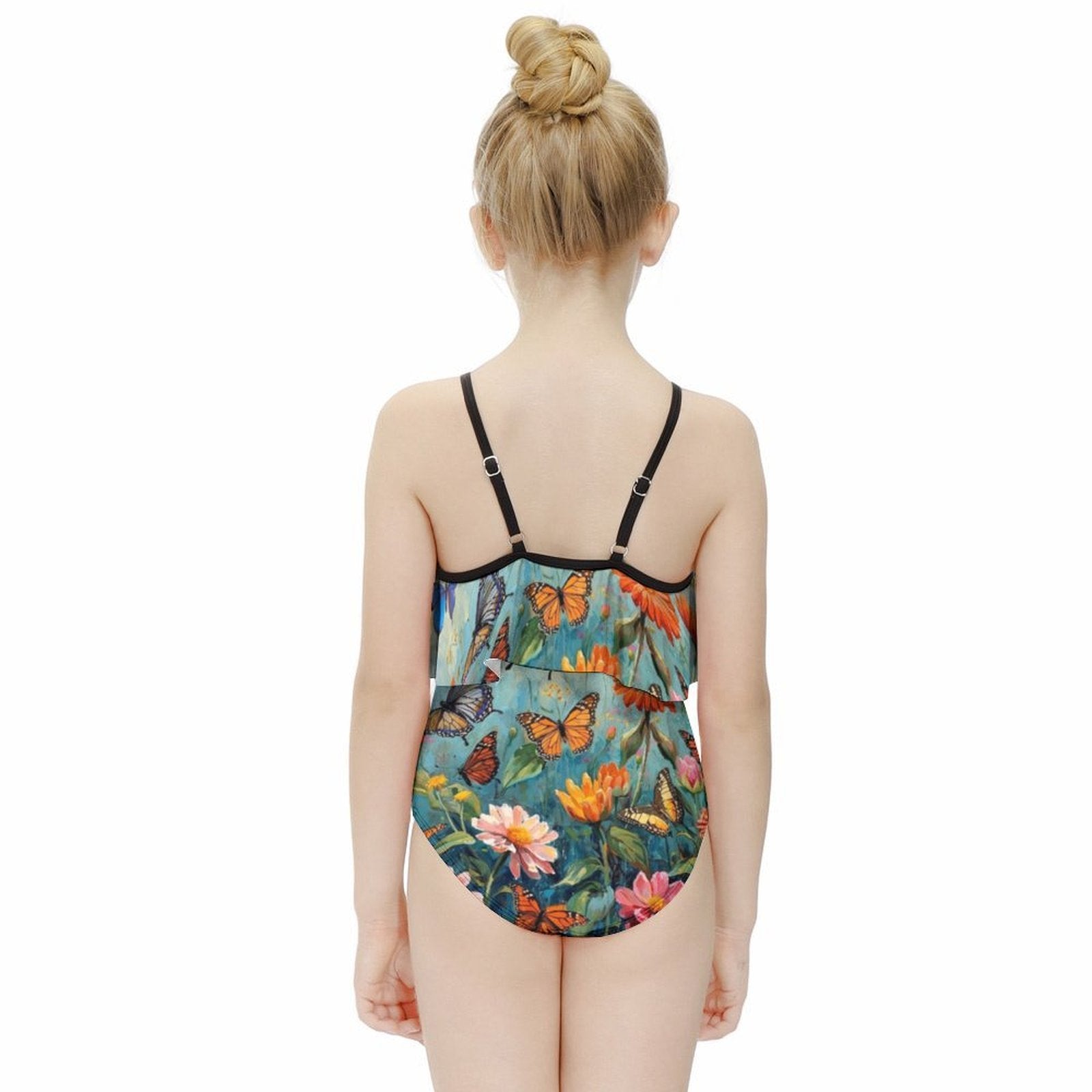 Custom Girl's Ruffle One Piece Adjustable Strap Swimsuit