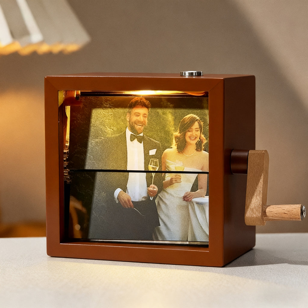 Custom Photo Flipbook Frame Animation Machine Hand-cranked Detachable Photos Flipbook Box Photo Album with Light Anniversary Gifts