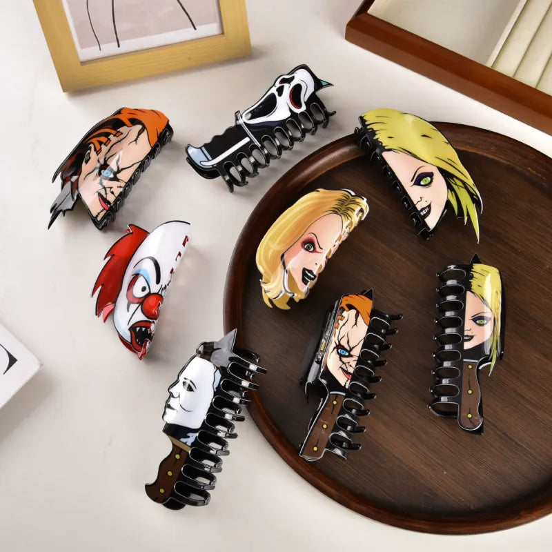 Halloween Clown Ghost Face Hair Clip Back Of The Head Hair Clip Shark Hair Clip Headdress Hairpin Ladies Halloween Gift