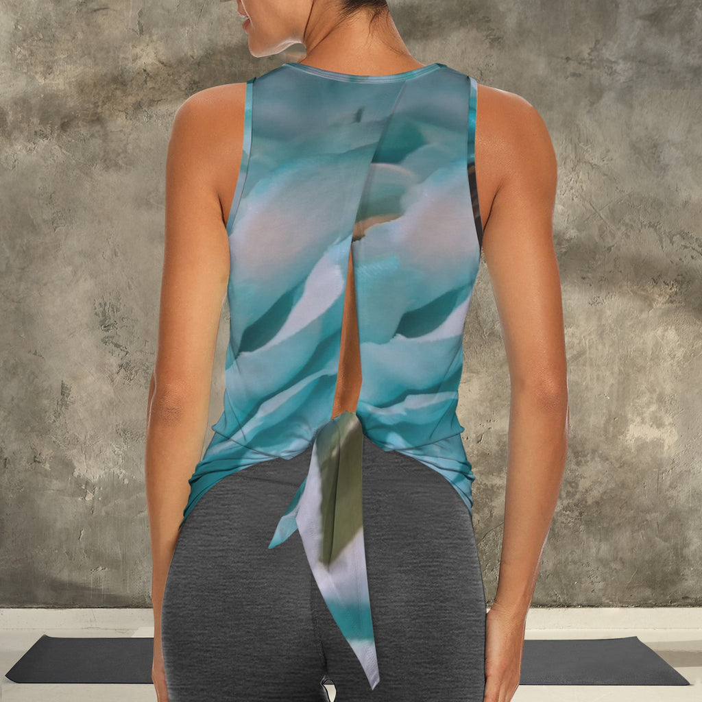 Blue Painted Flower Athletic Top