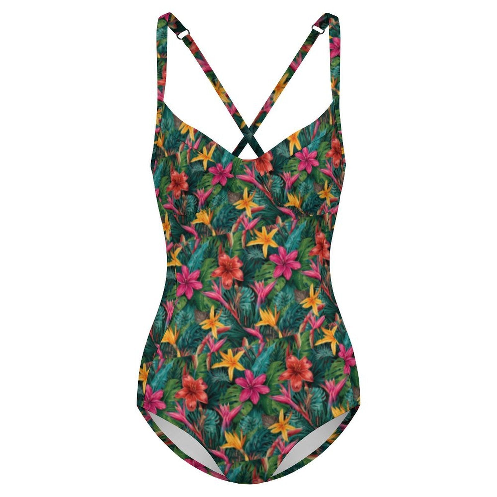 Customizable Full Print One-Piece Swimsuit Push-Up Adjustable Strap Swimwear