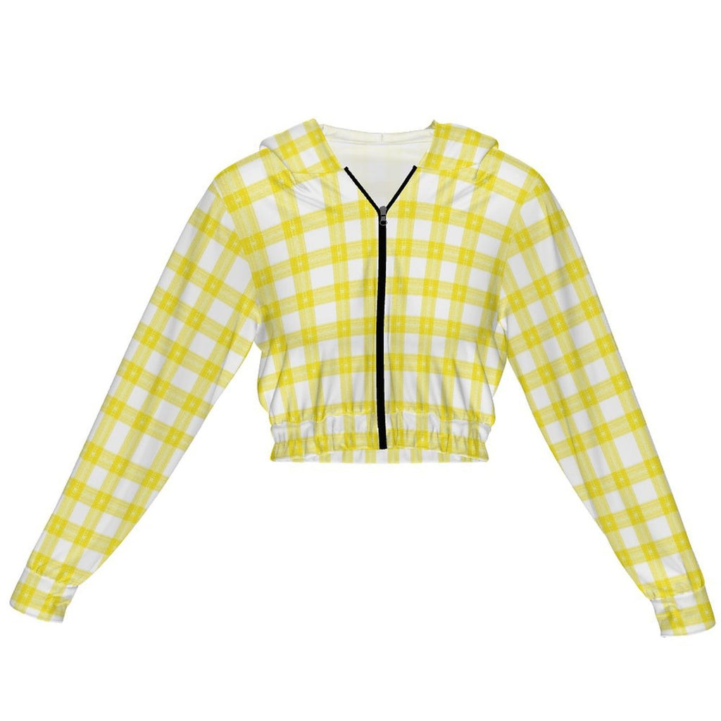 Custom Womens Long Sleeve Zip Up Cropped Hooded Jacket