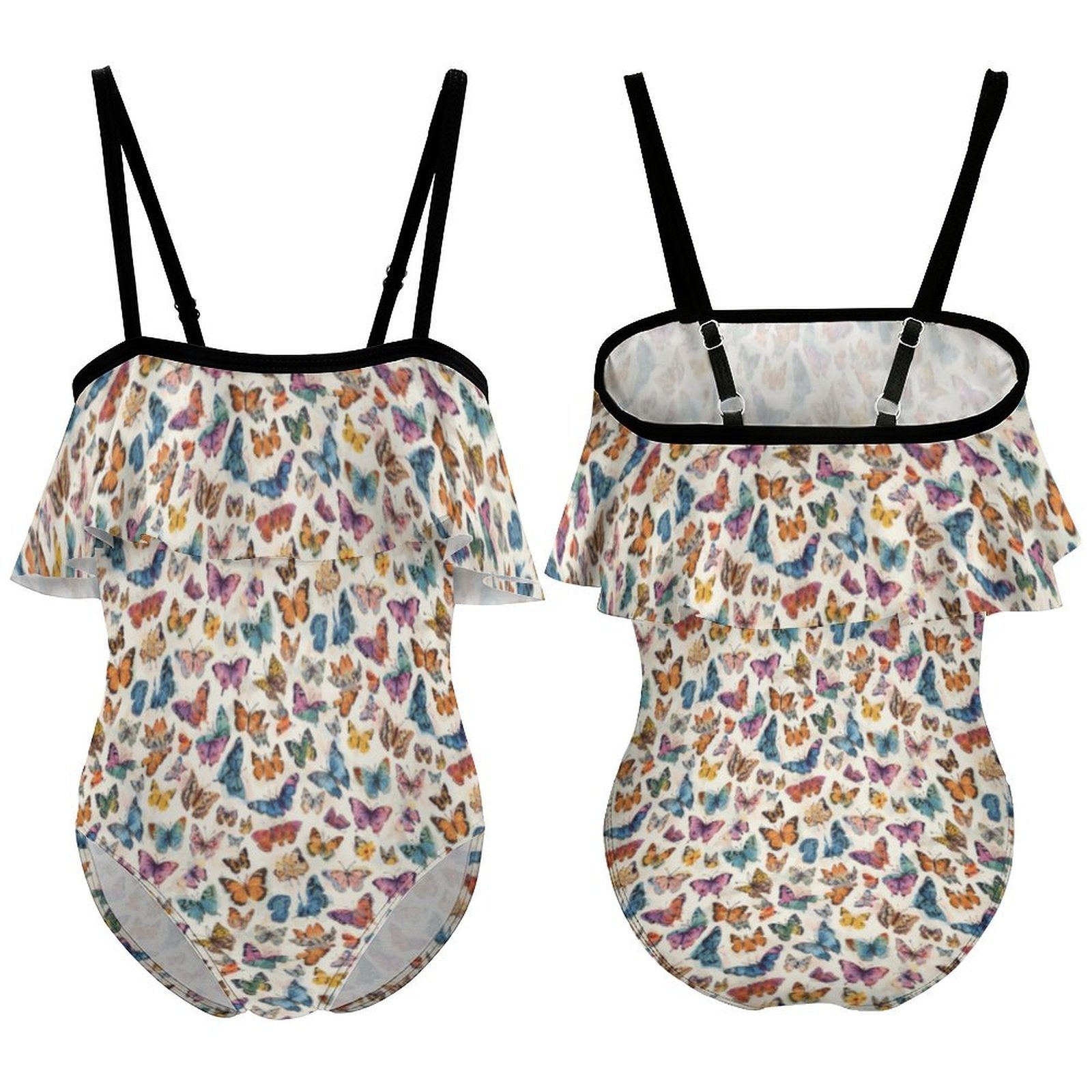 Custom Girl's Ruffle One Piece Adjustable Strap Swimsuit