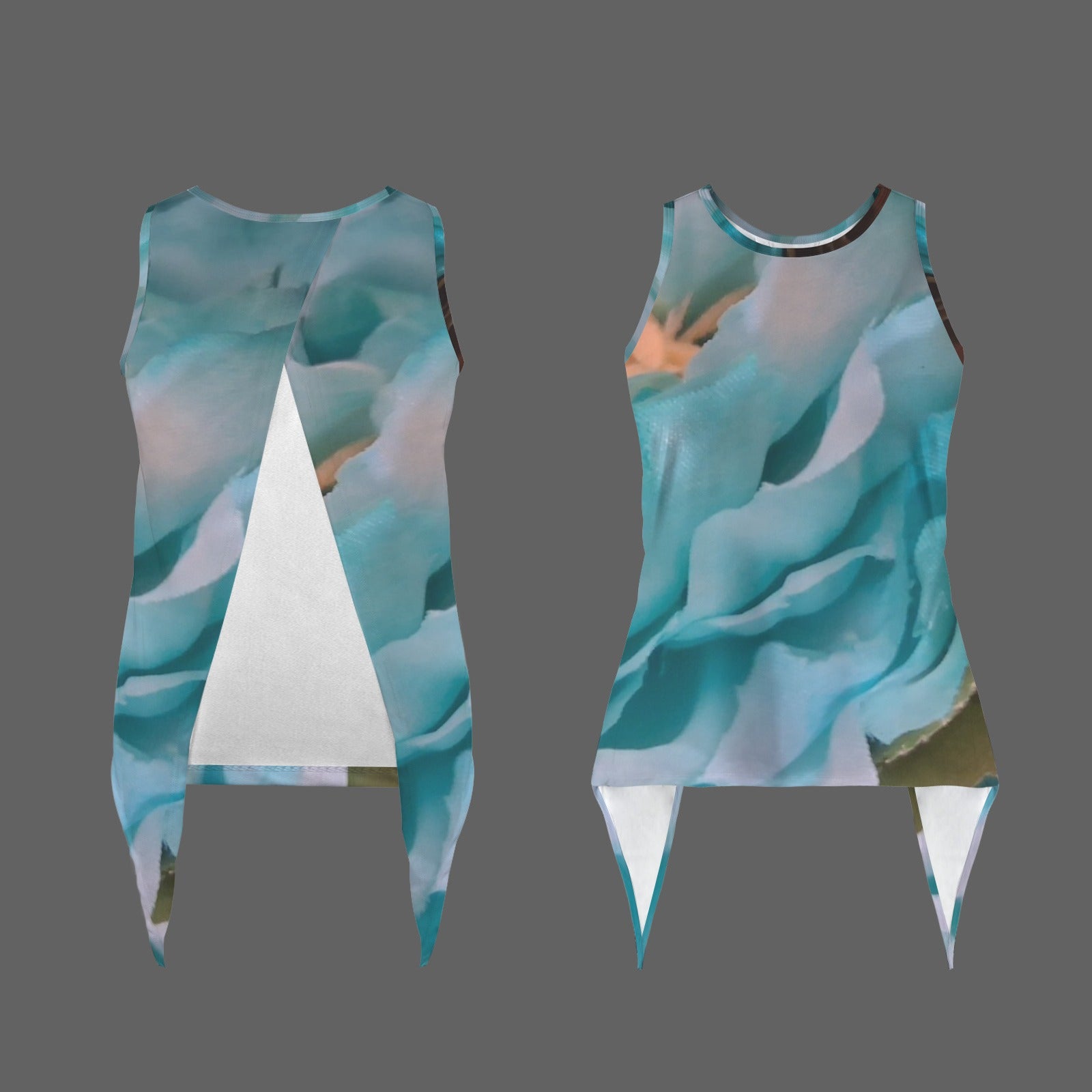 Blue Painted Flower Athletic Top