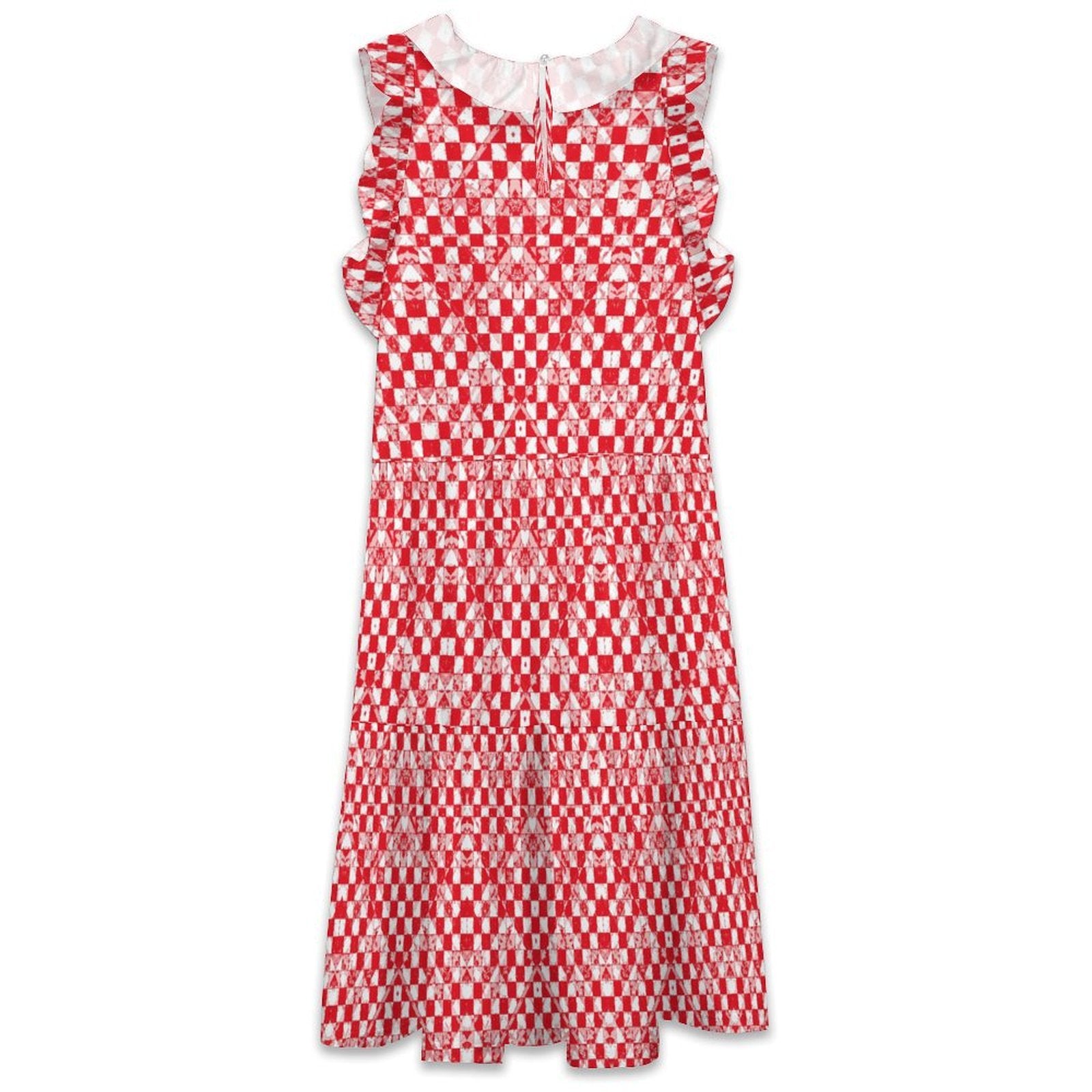 Custom Women's Ruffle Trim Sleeveless Mock Neck Loose Fit Mini Dress