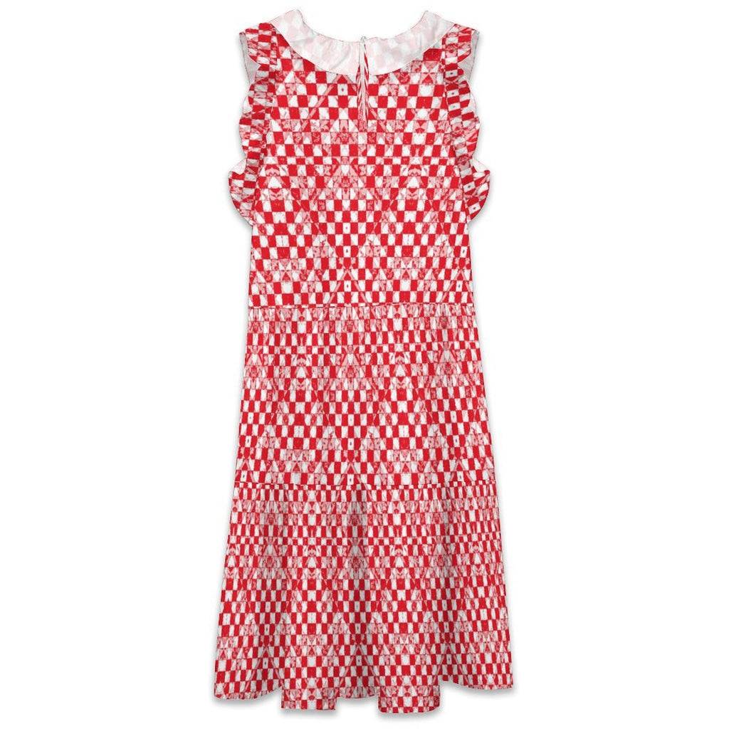 Custom Women's Ruffle Trim Sleeveless Mock Neck Loose Fit Mini Dress