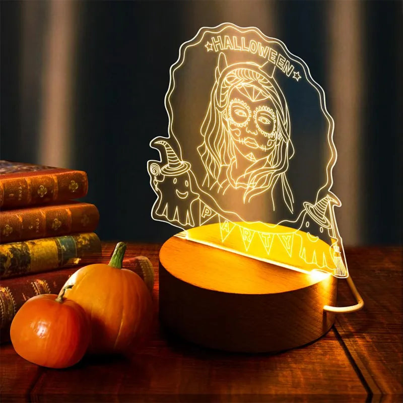 Custom 3D Photo Halloween LED Night Light Custom Halloween Lamp Decor Gift for Halloween