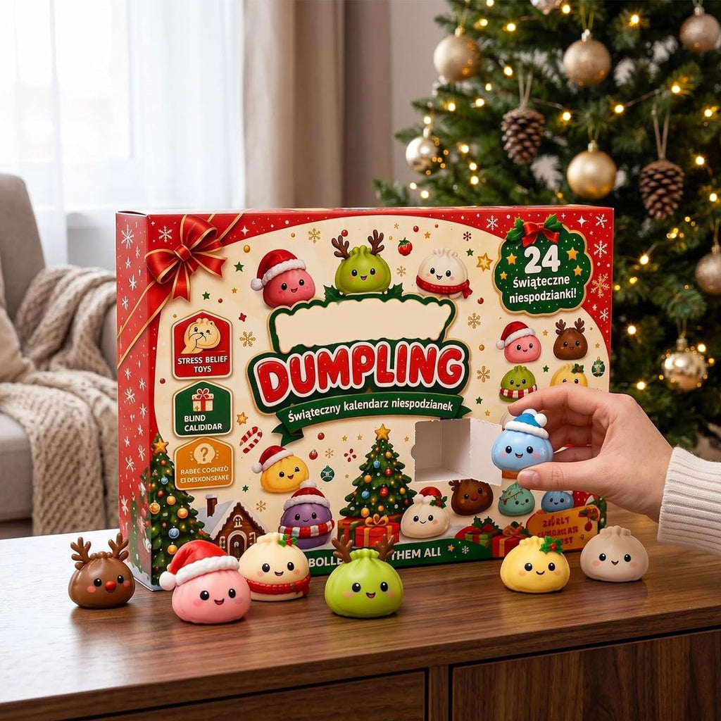 2026 Christmas Squishy Advent Calendar, 24-Day Dumpling Fidget Toy Countdown for Kids, Cute Collectible Stocking Stuffers