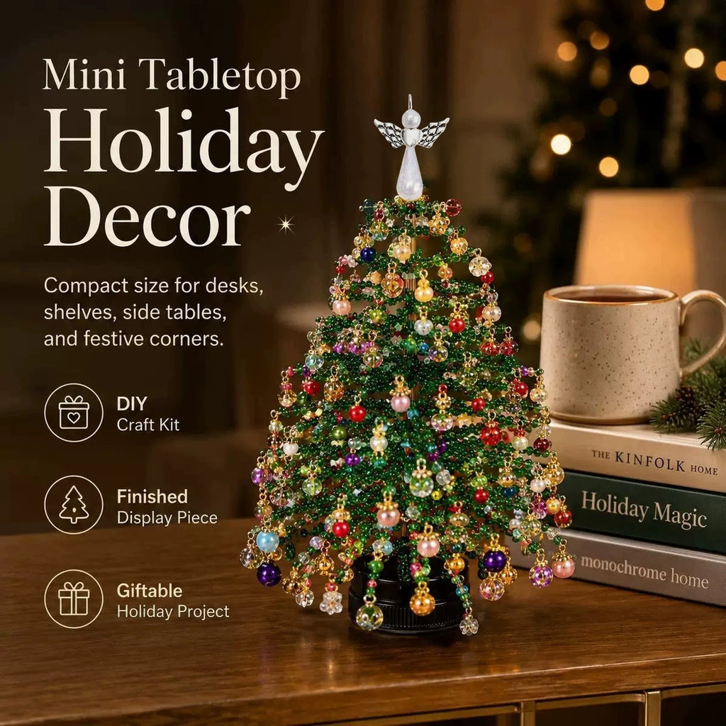 DIY Beaded Mini Holiday Tree Kit – Halloween & Christmas Handmade Tabletop Decor, Seasonal Craft Gift