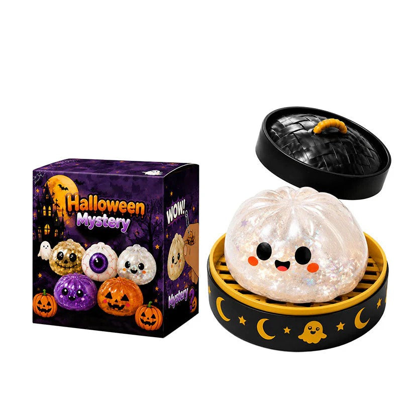 Halloween Ghost Squishy Toys, Cute Dumpling Stress Relief Squeeze Toys Gift Set for Kids & Halloween Party Favors
