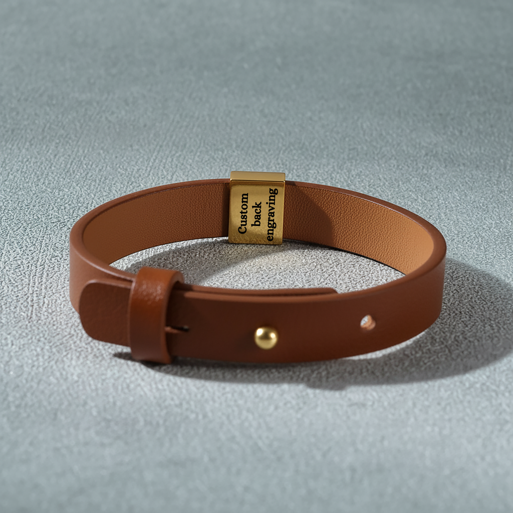 Premium Engraved Men's Leather Bracelet Customize