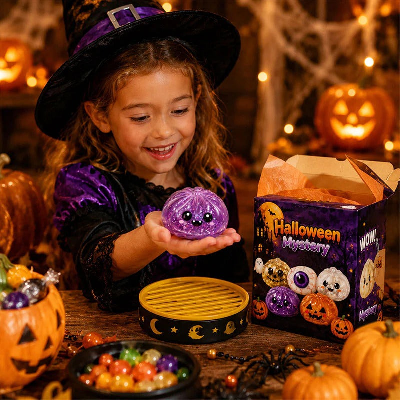 Halloween Ghost Squishy Toys, Cute Dumpling Stress Relief Squeeze Toys Gift Set for Kids & Halloween Party Favors