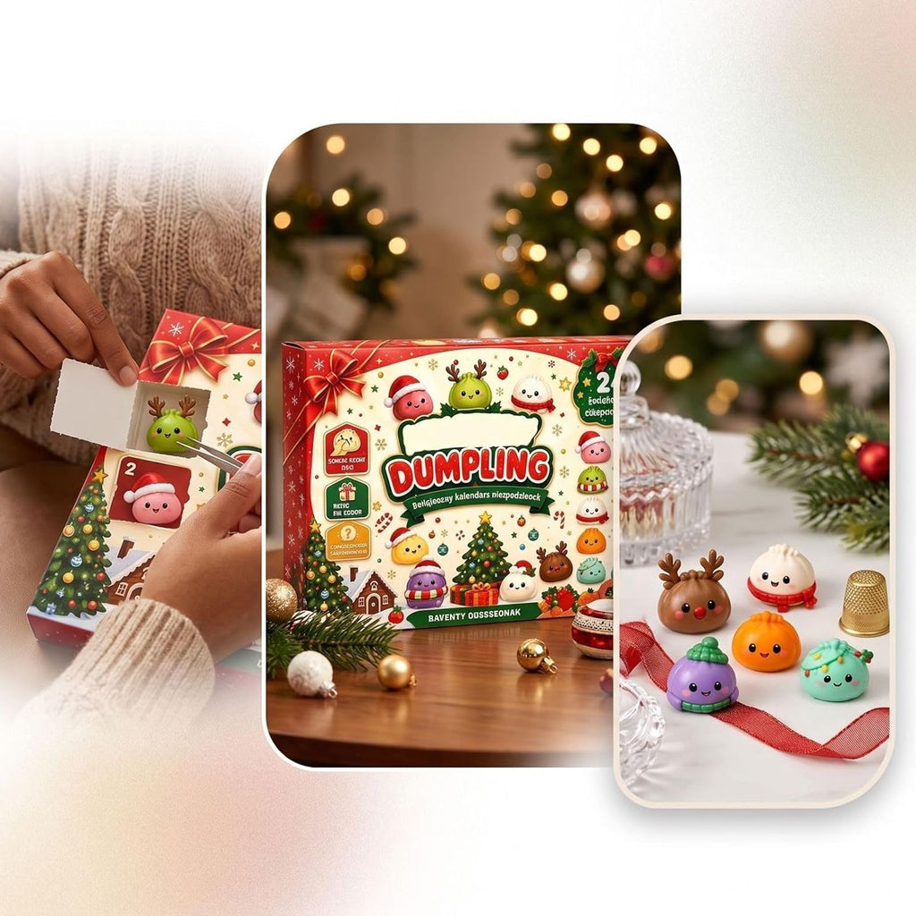 2026 Christmas Squishy Advent Calendar, 24-Day Dumpling Fidget Toy Countdown for Kids, Cute Collectible Stocking Stuffers