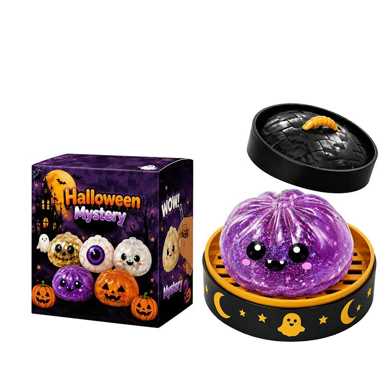 Halloween Ghost Squishy Toys, Cute Dumpling Stress Relief Squeeze Toys Gift Set for Kids & Halloween Party Favors